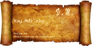Vay Mária névjegykártya